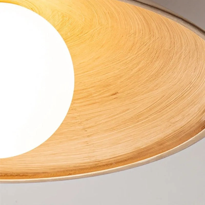 Muto Vintage Flush Mount Ceiling Light Wood Glass Bar Hotels