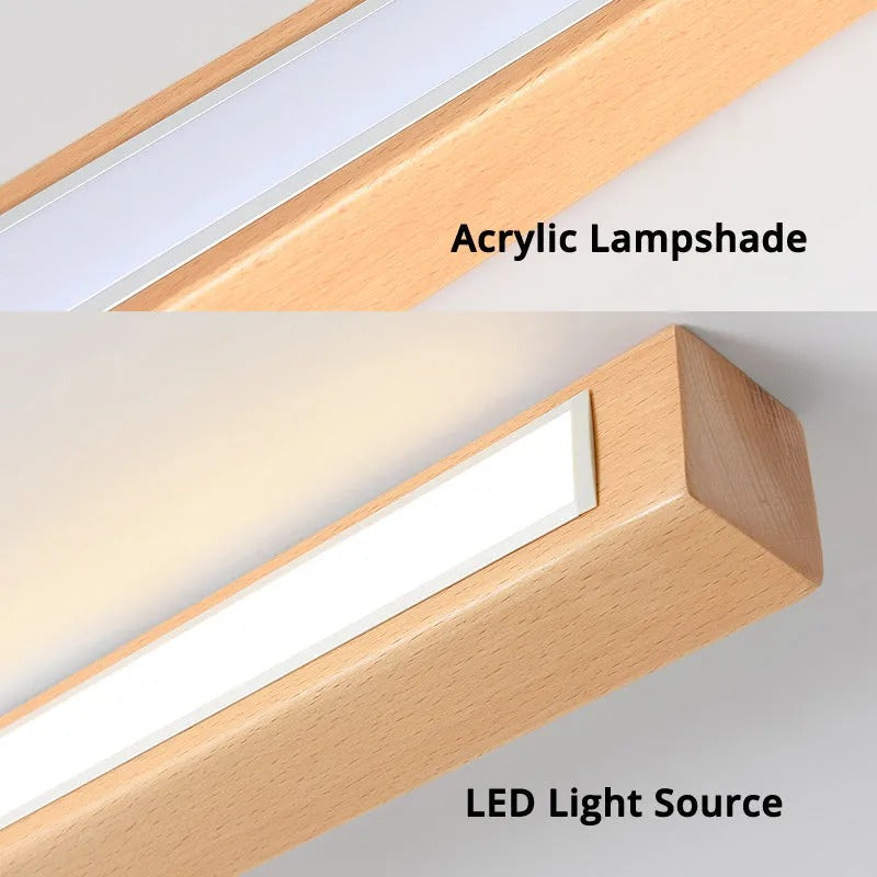 Arisha Linear Ceiling Light, Wood, 23.6"/39.4"