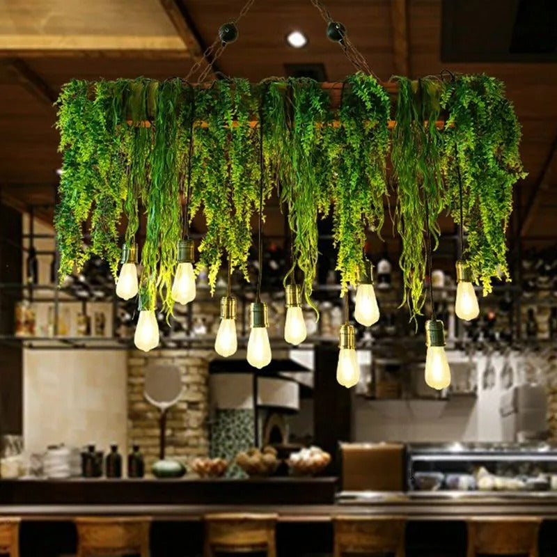 Ritta Natural Decorative Rectangular Plant Pendant Light
