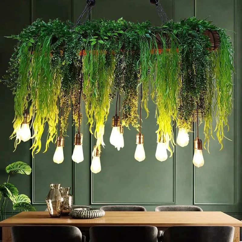 Ritta Natural Decorative Rectangular Plant Pendant Light