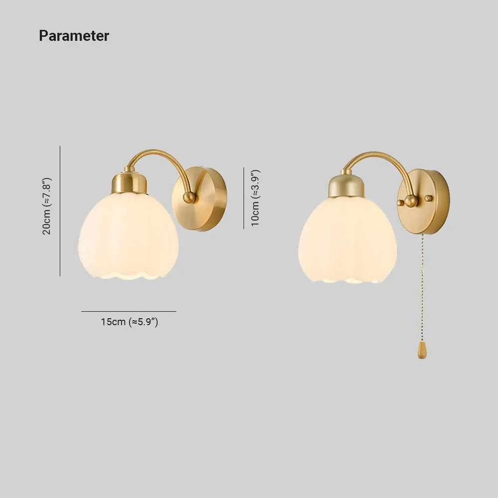 Arisha Nordic Flower Glass Wall Lamp Ivory Bedroom