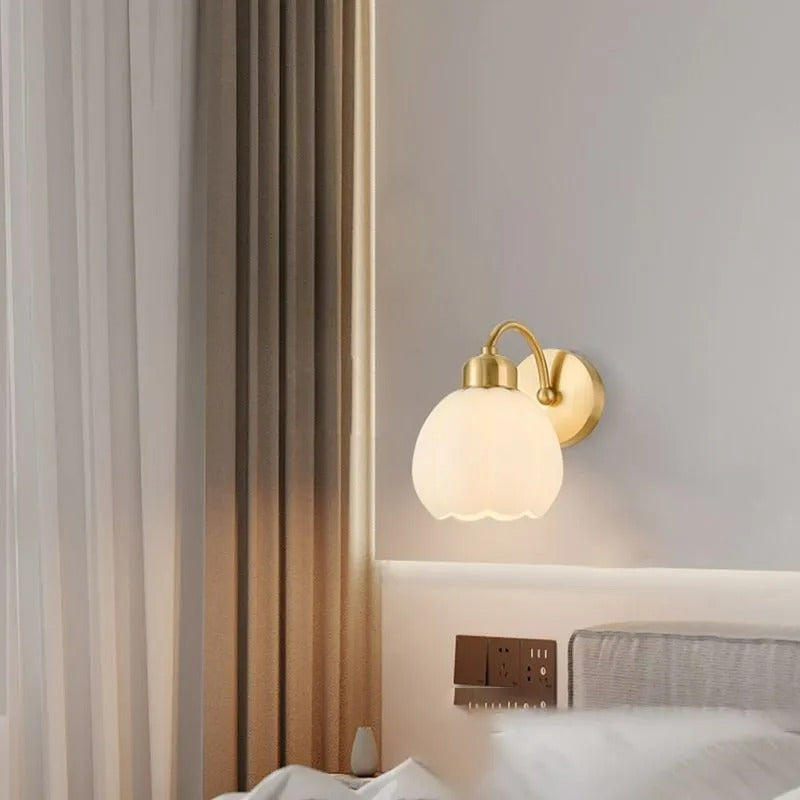 Arisha Nordic Flower Glass Wall Lamp Ivory Bedroom