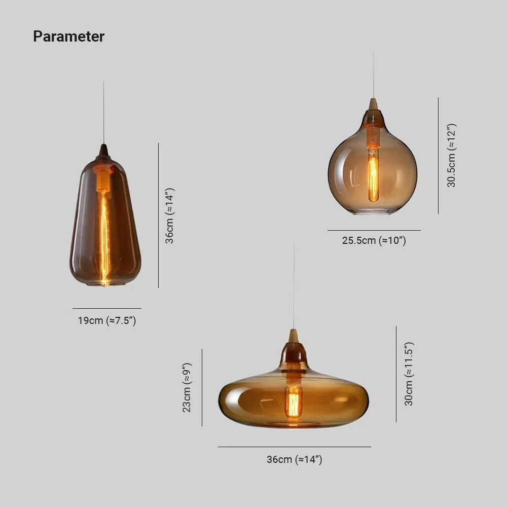 Valentina Modern Art Amber Pendant Light Glass Bedroom