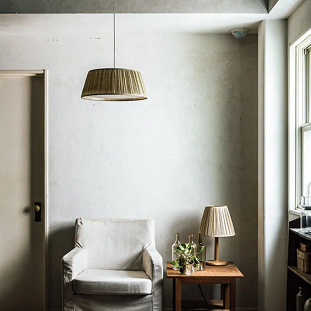 Ritta Pleated Pendant Light Wabi Sabi, /Fabric, Living Room