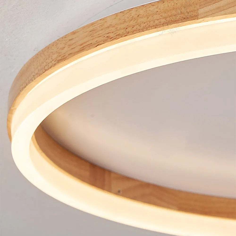 Muto Round Modern Flush Mount Ceiling Light Wood Bedroom