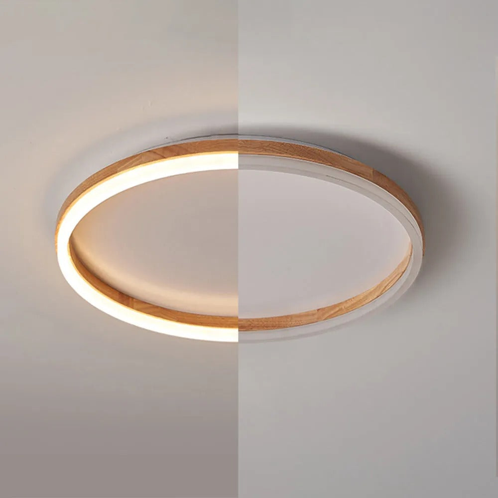 Muto Round Modern Flush Mount Ceiling Light Wood Bedroom
