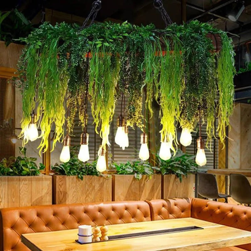 Ritta Natural Decorative Rectangular Plant Pendant Light