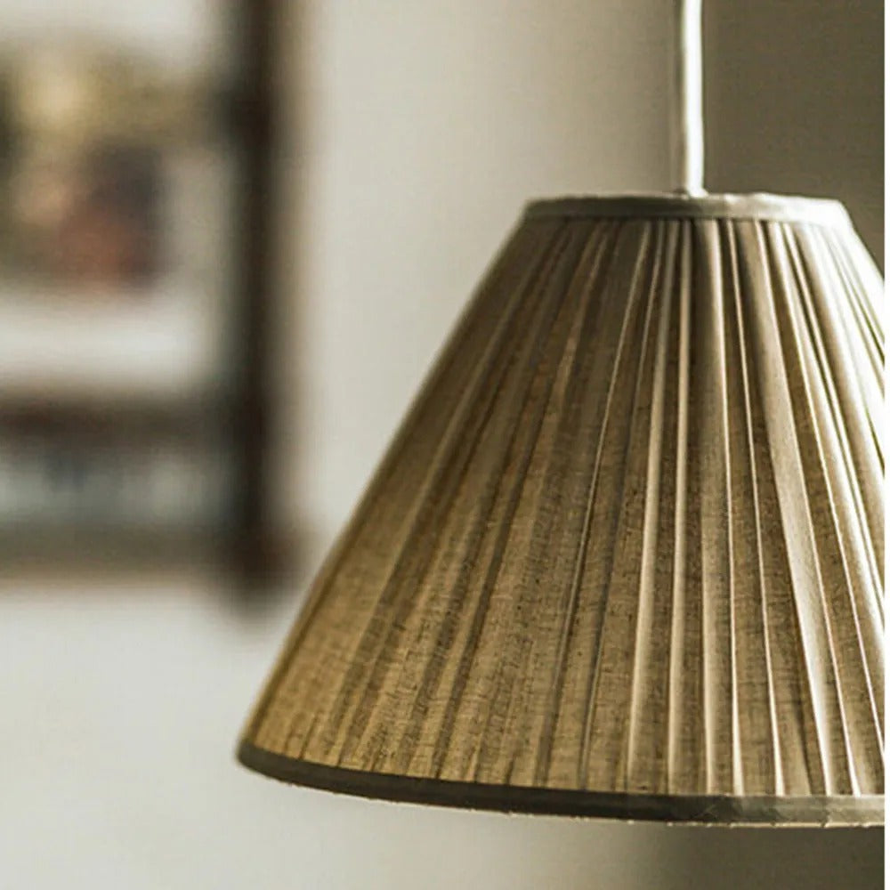 Ritta Pleated Pendant Light Wabi Sabi, /Fabric, Living Room
