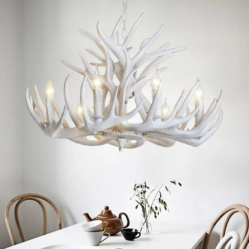 Silva Rustic Antler Resin Chandelier Dining Room