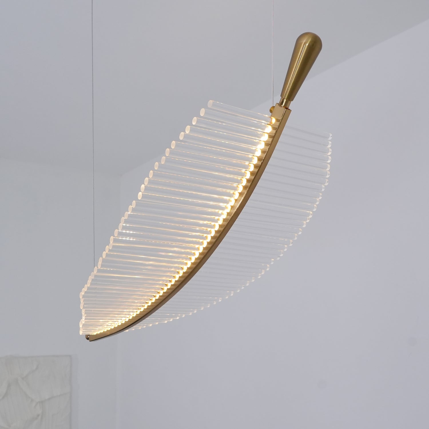 Kuo Chandelier Leaf Acrylic Gold Elegant Modern