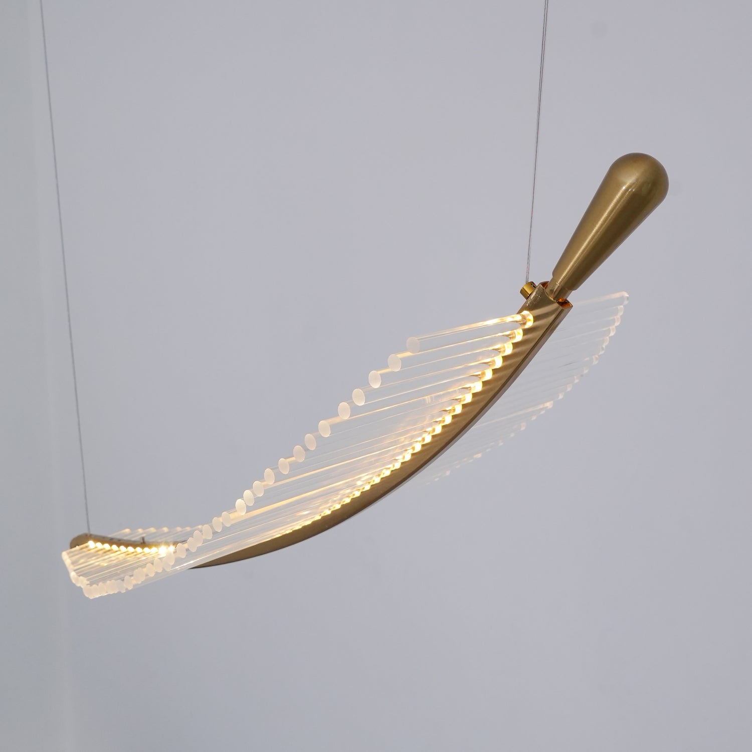 Kuo Chandelier Leaf Acrylic Gold Elegant Modern