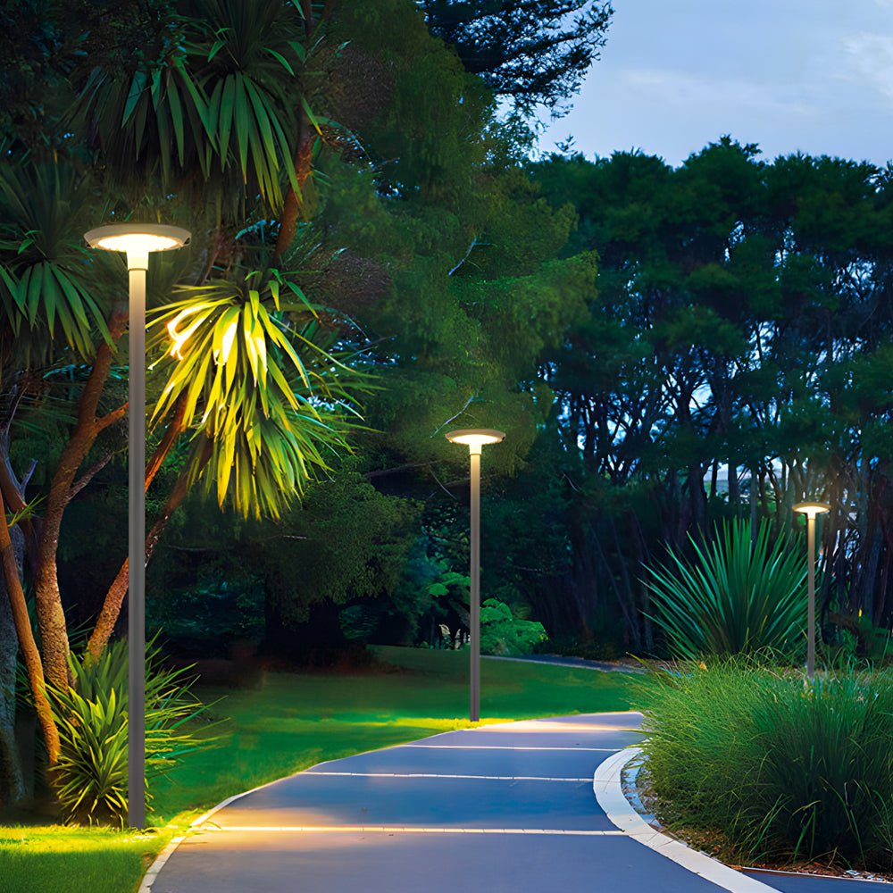 Ward Modern Round Dual Motion Sensor LED Aluminum Outdoor Post Lights