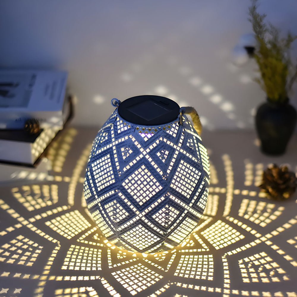 Cubn Moroccan Portable Solar LED Iron Outdoor Hanging Lantern