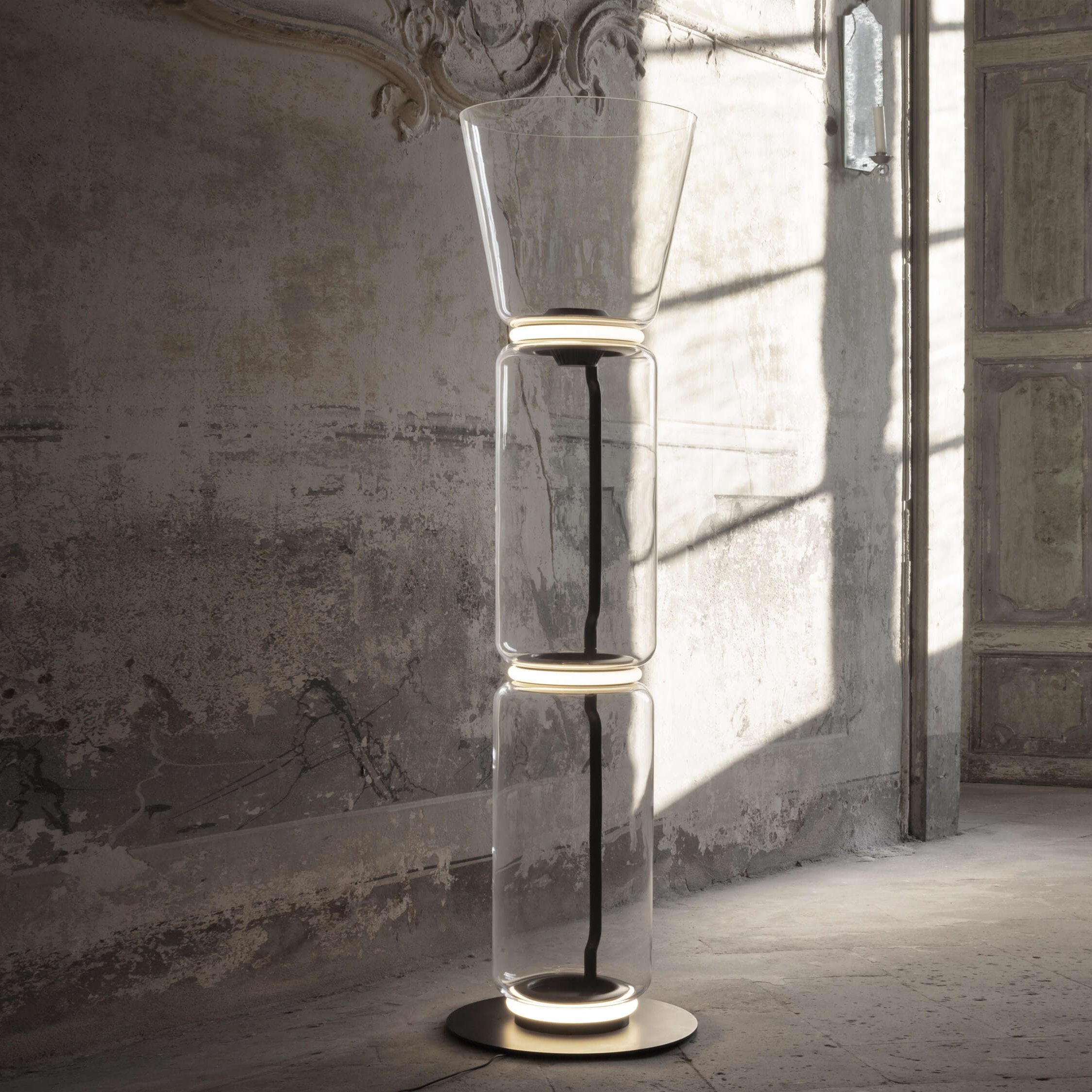 Cyrilys Floor Lamp Bamboo Glass