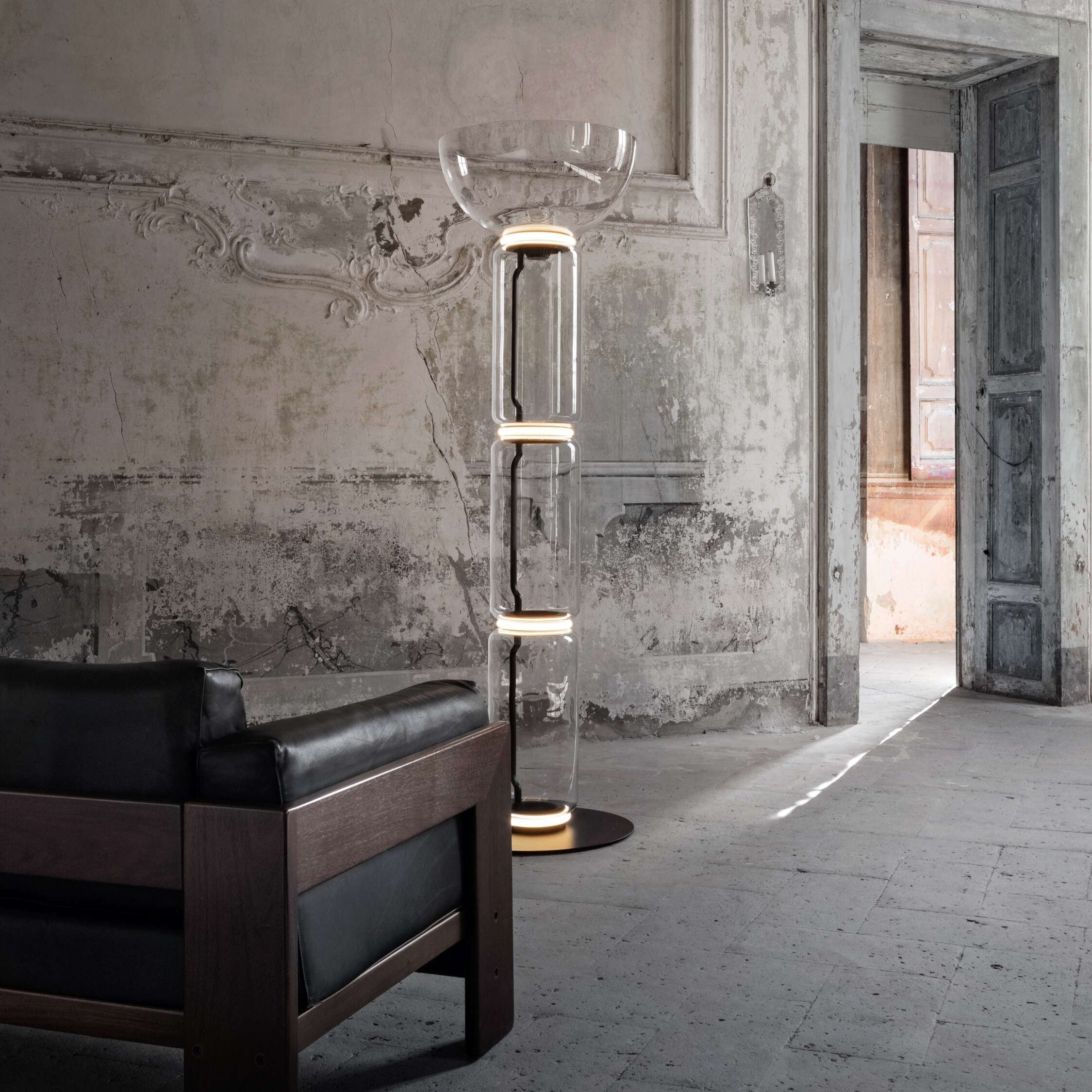 Cyrilys Floor Lamp Bamboo Glass
