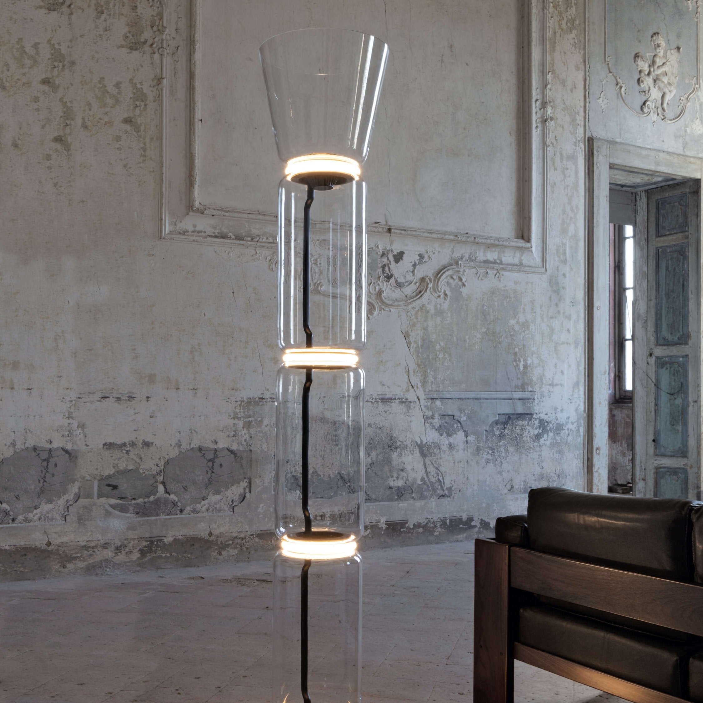 Cyrilys Floor Lamp Bamboo Glass