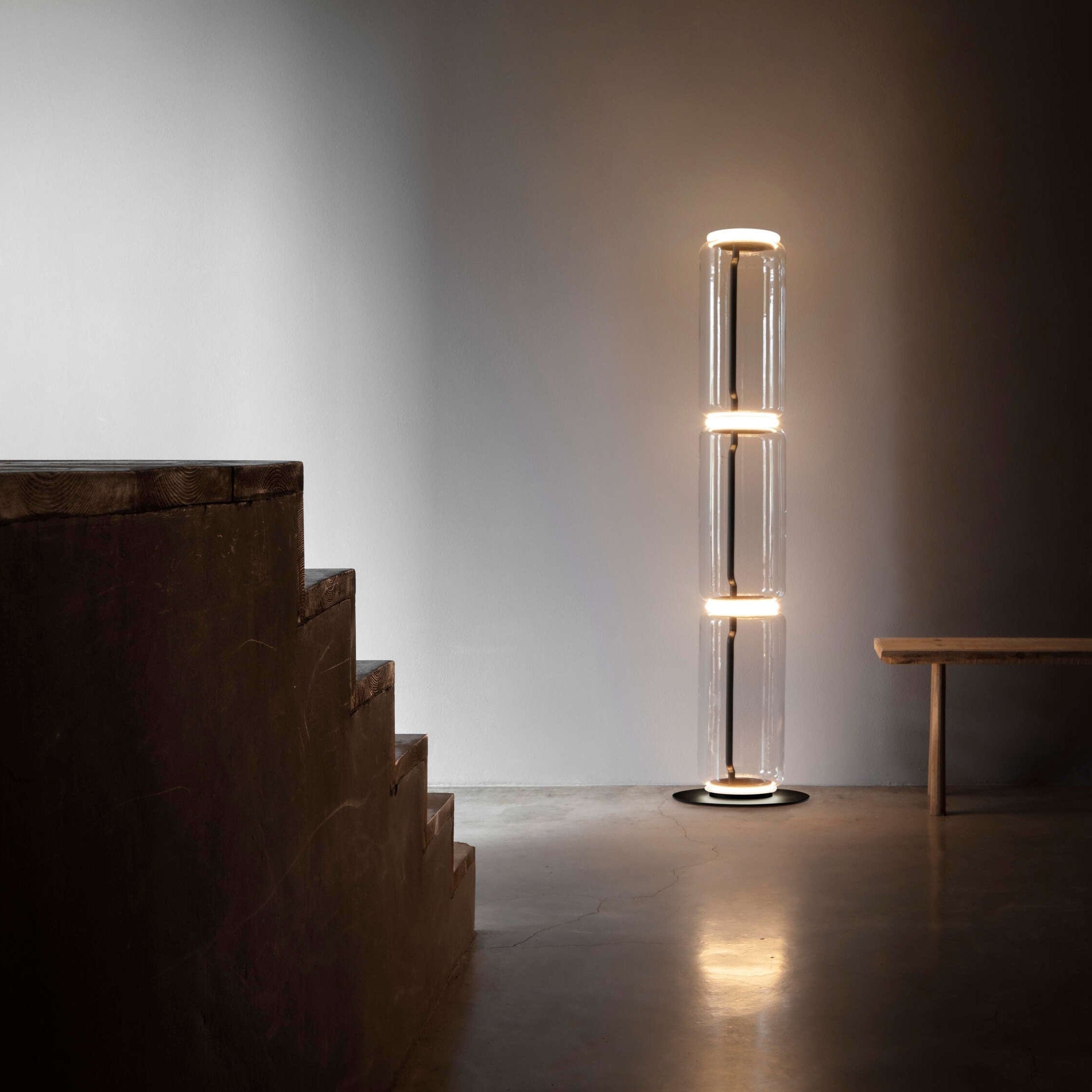 Cyrilys Floor Lamp Bamboo Glass