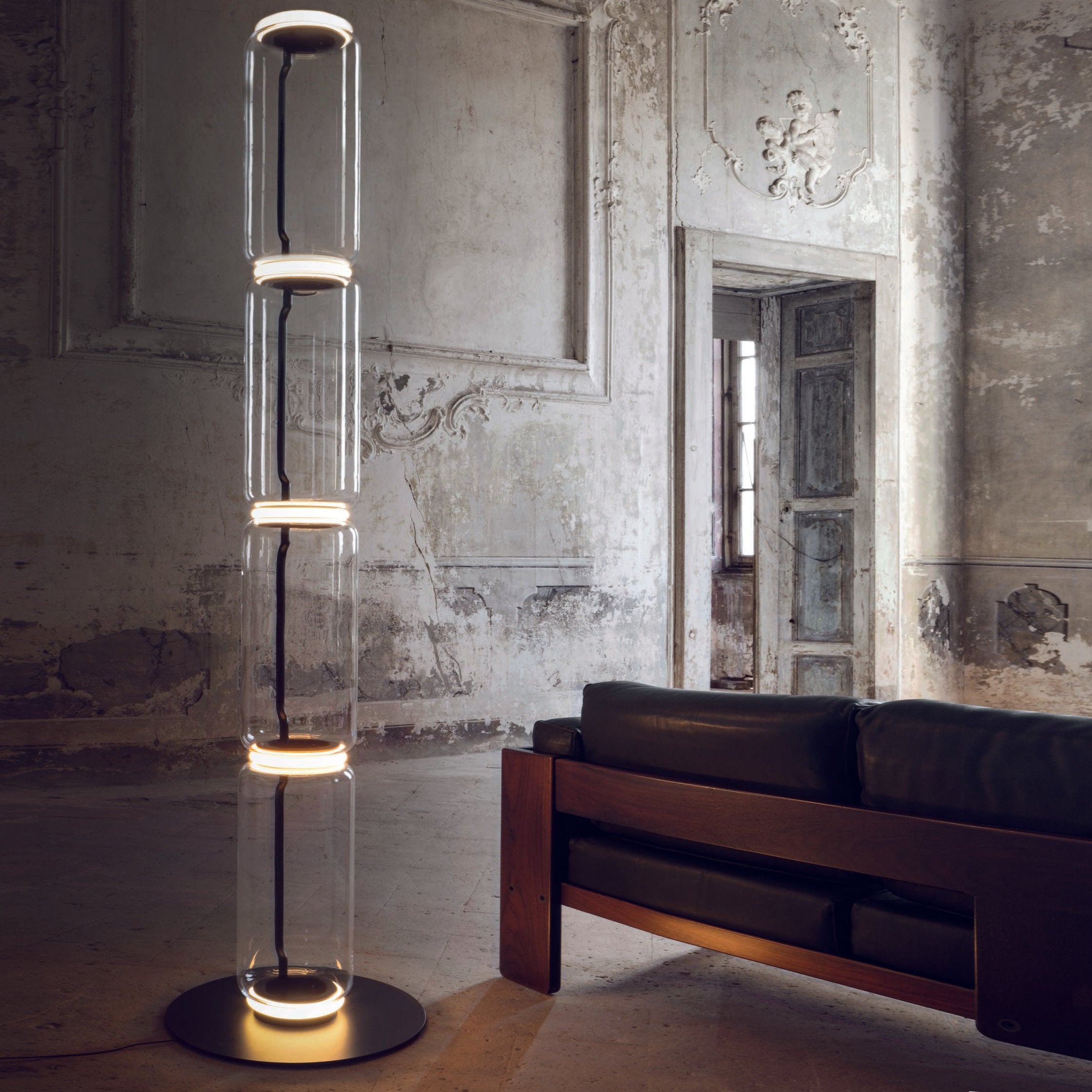 Cyrilys Floor Lamp Bamboo Glass