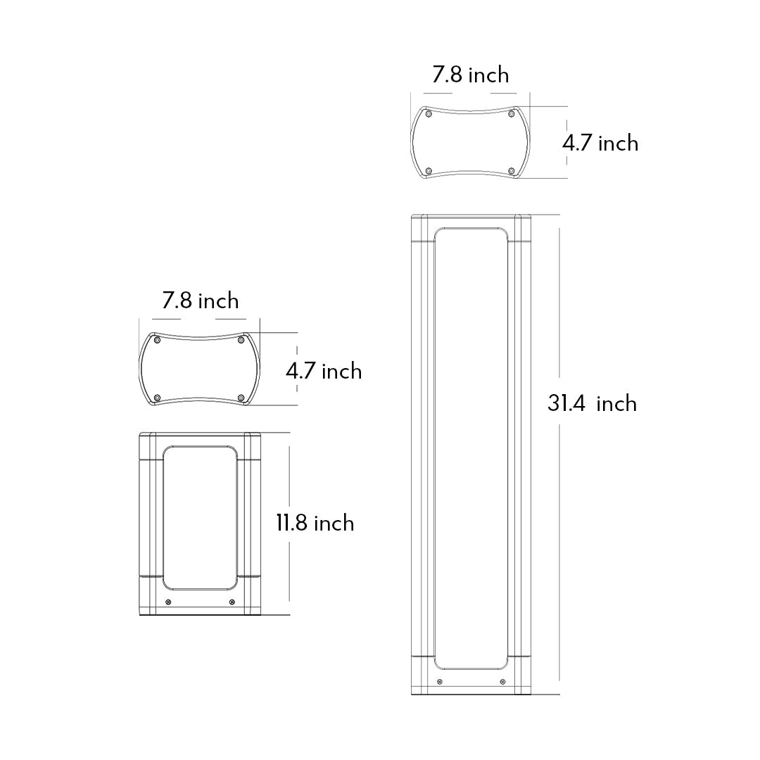 Vaessa Square LED Minimalist Aluminum Outdoor Bollard Light