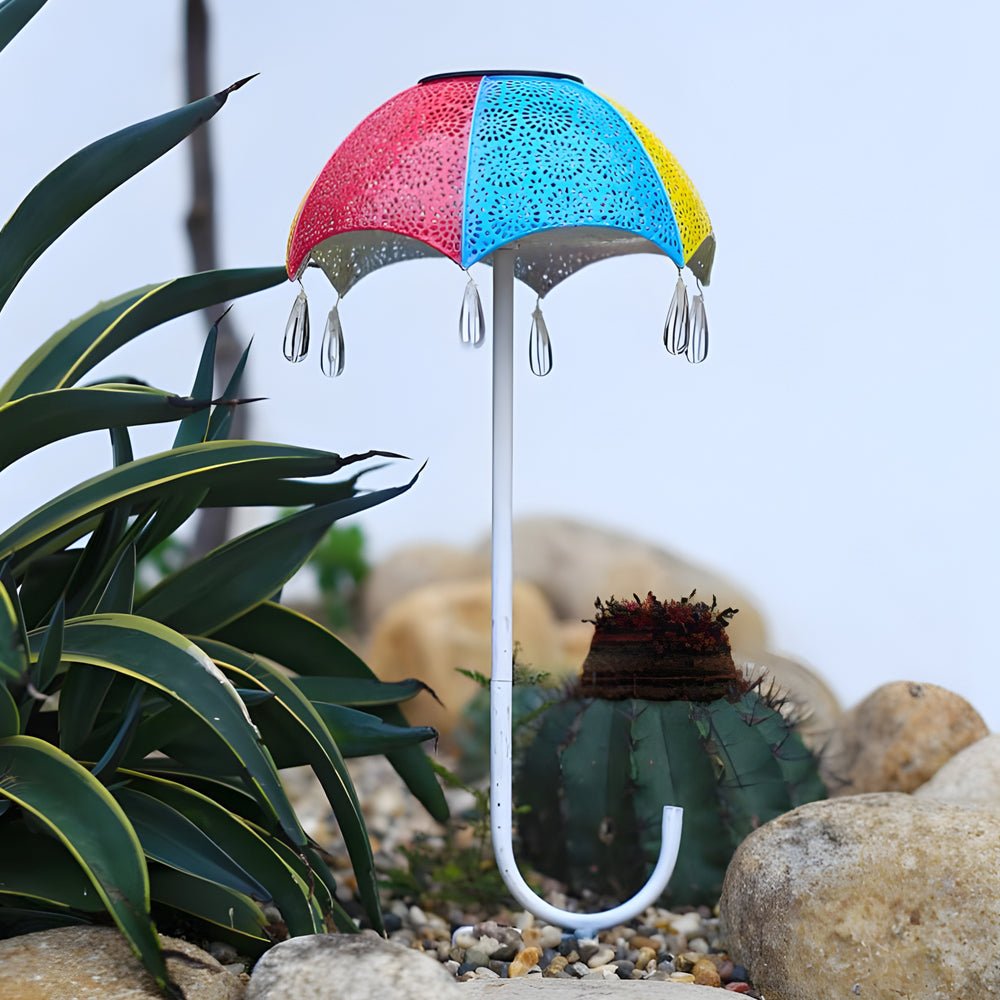 Besa Retro Umbrella Colorful Iron Outdoor Pathway Lighting