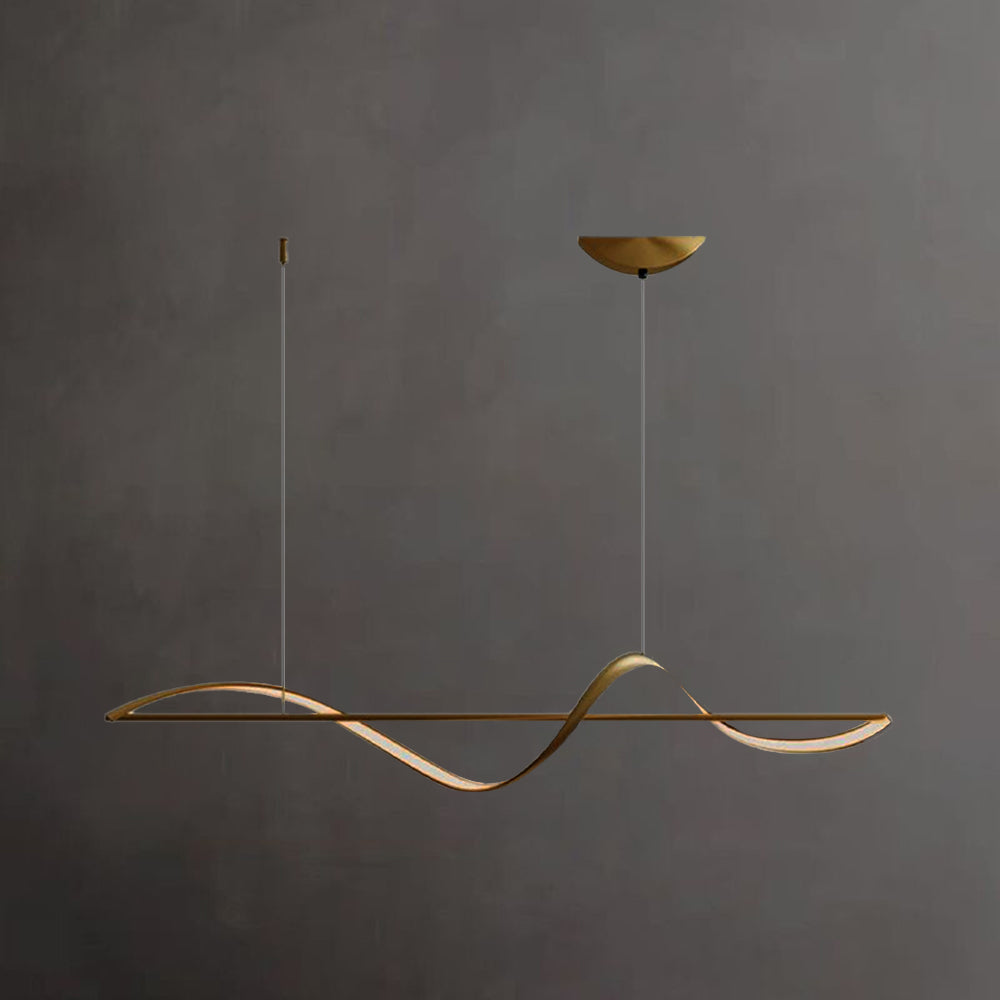 Arisha Pendant Light Wave Minimalist Designer Brass Art Gallery