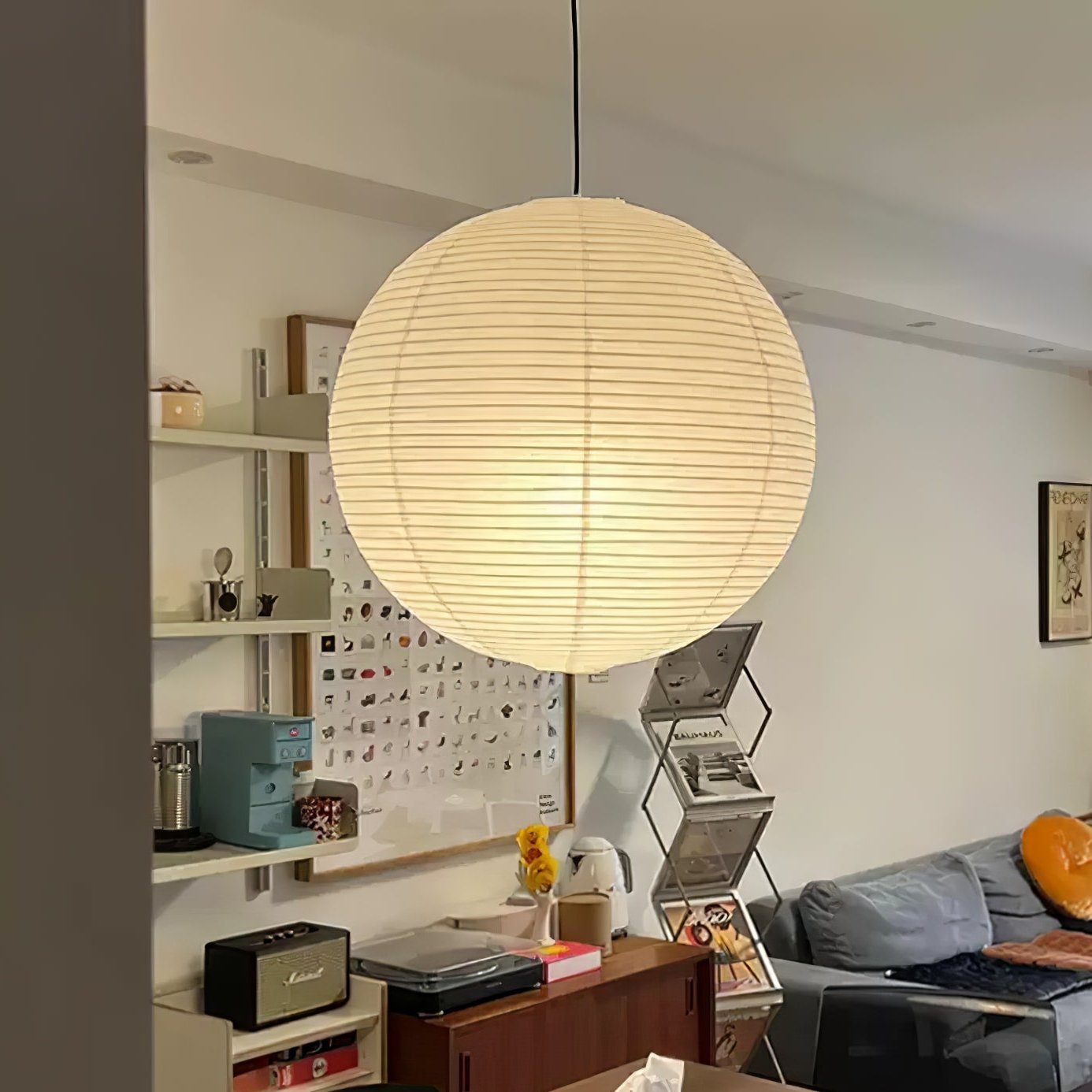Noveno Pendant Lamp Bamboo Washi Paper Round
