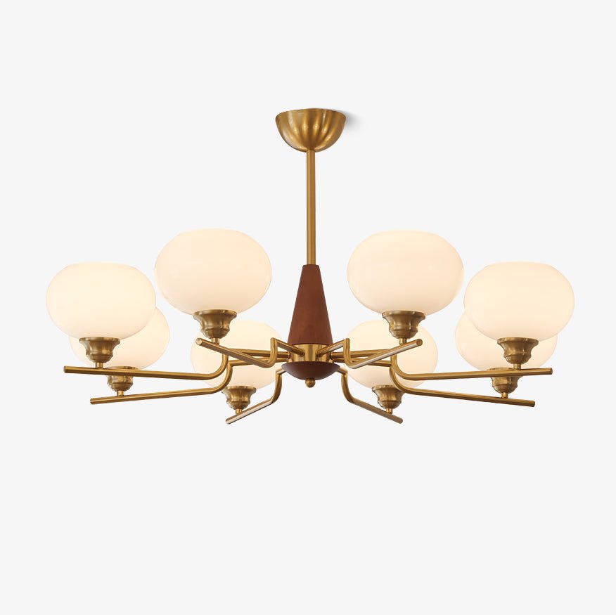 Syluissa Chandelier Walnut Frosted Glass Globes