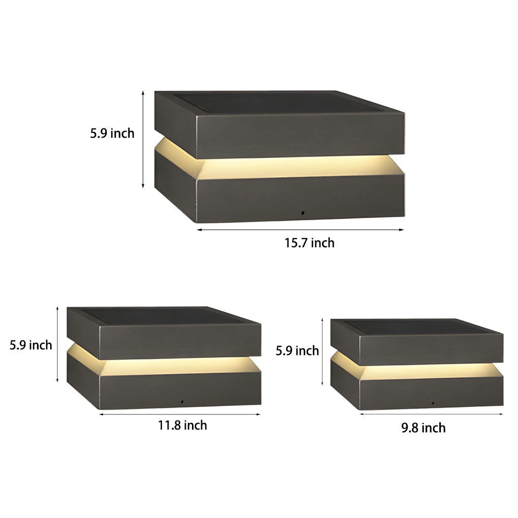 Quella Square LED Modern Steel Outdoor Post Caps Pillar Light