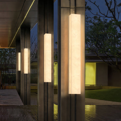 Arisha Modern Rectangular Marble Outdoor Wall Lamp - Neutral Decor