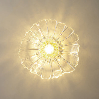 Arisha Art Deco Flower Glass Flush Mount Ceiling Light - Neutral Decor