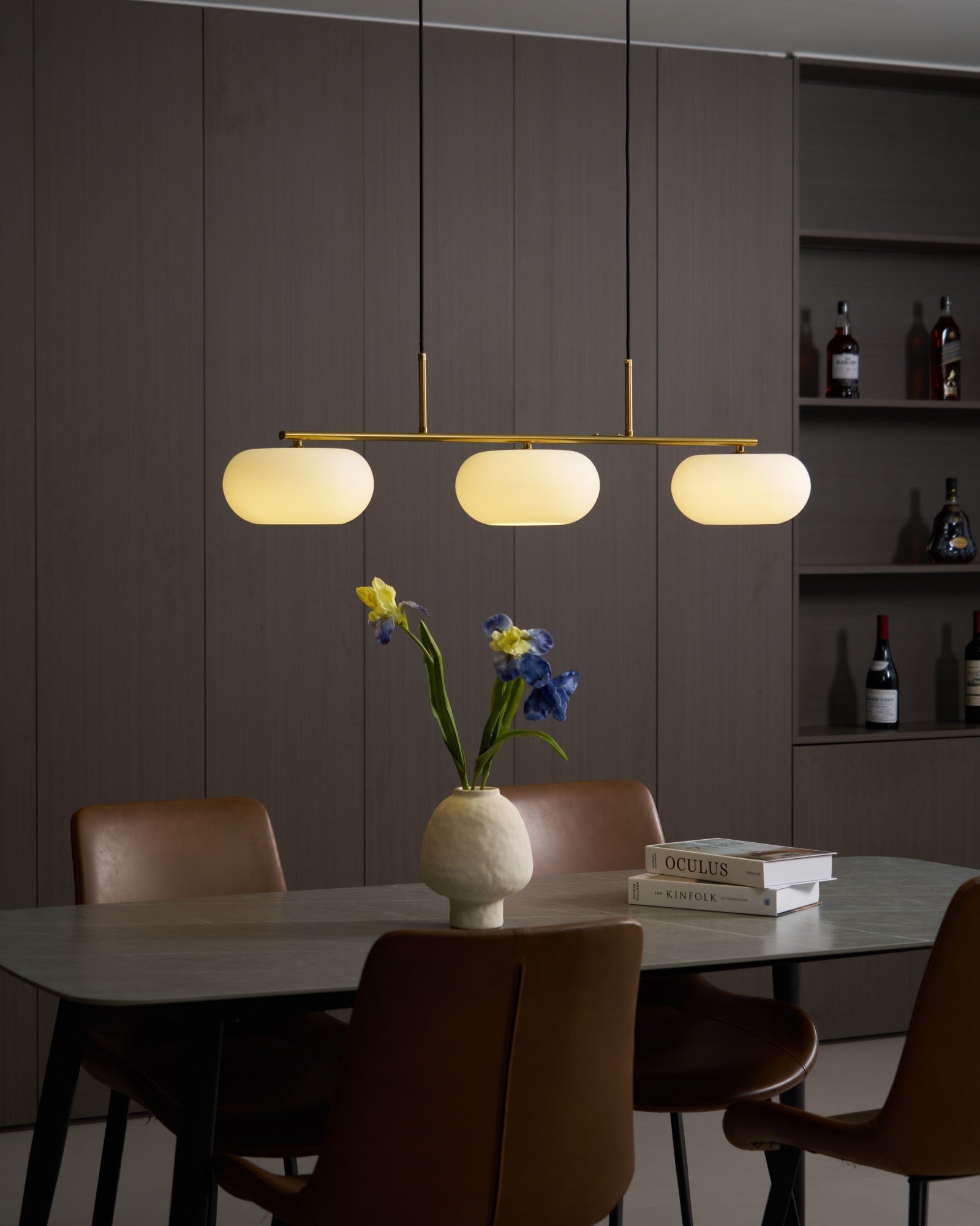 Lustra Pendant Lamp 3-Light Globe Shaped Linear - Neutral Decor