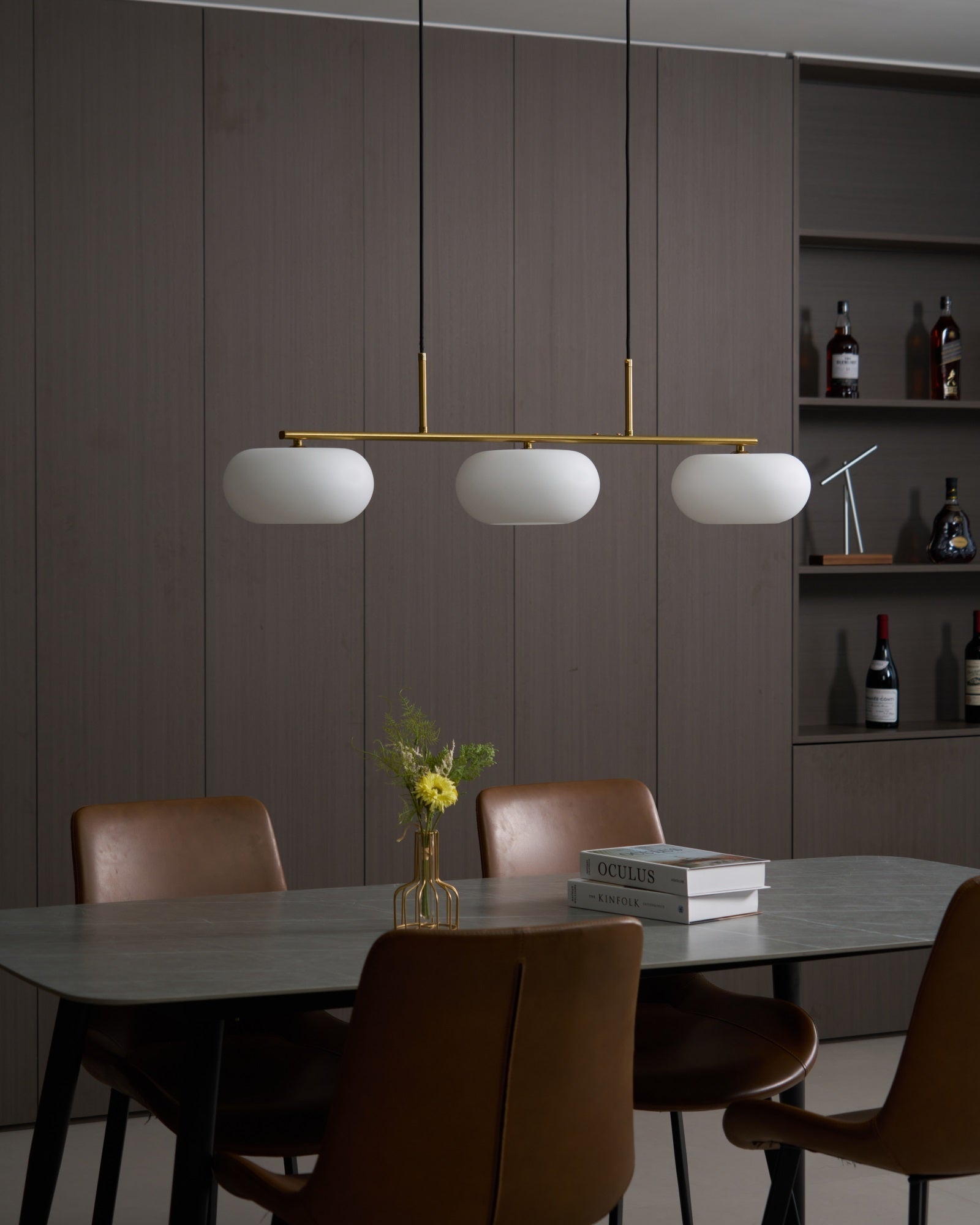 Lustra Pendant Lamp 3-Light Globe Shaped Linear - Neutral Decor