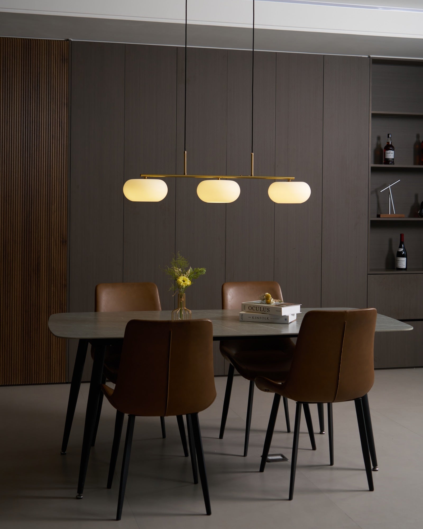 Lustra Pendant Lamp 3-Light Globe Shaped Linear - Neutral Decor