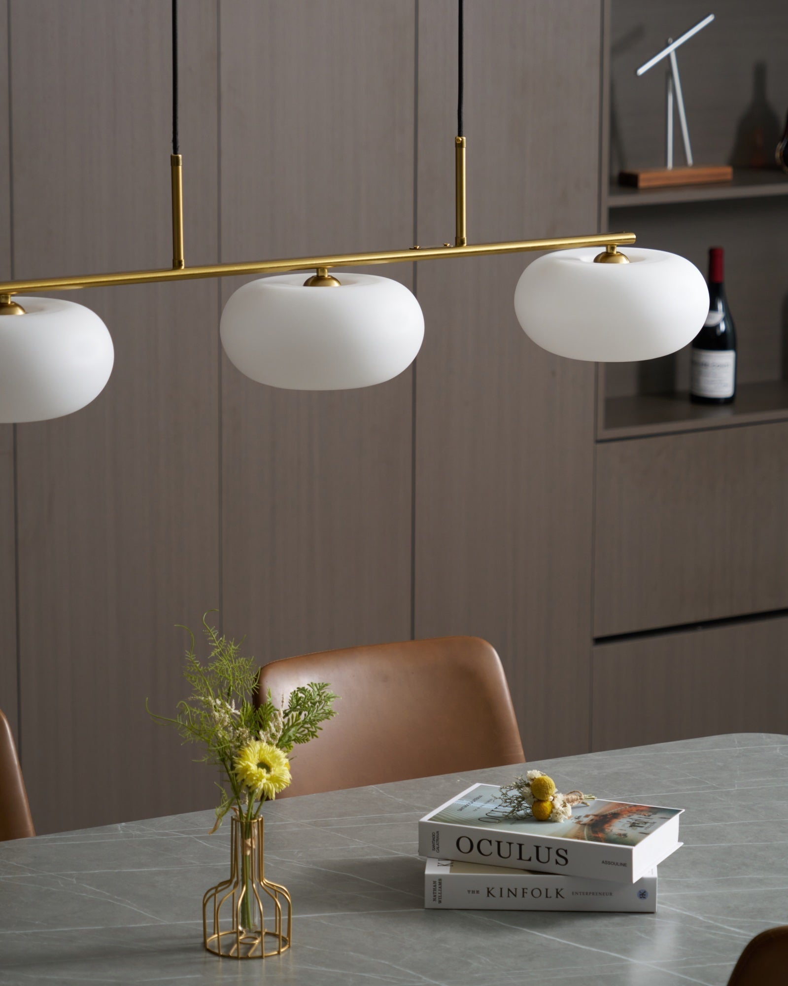 Lustra Pendant Lamp 3-Light Globe Shaped Linear - Neutral Decor