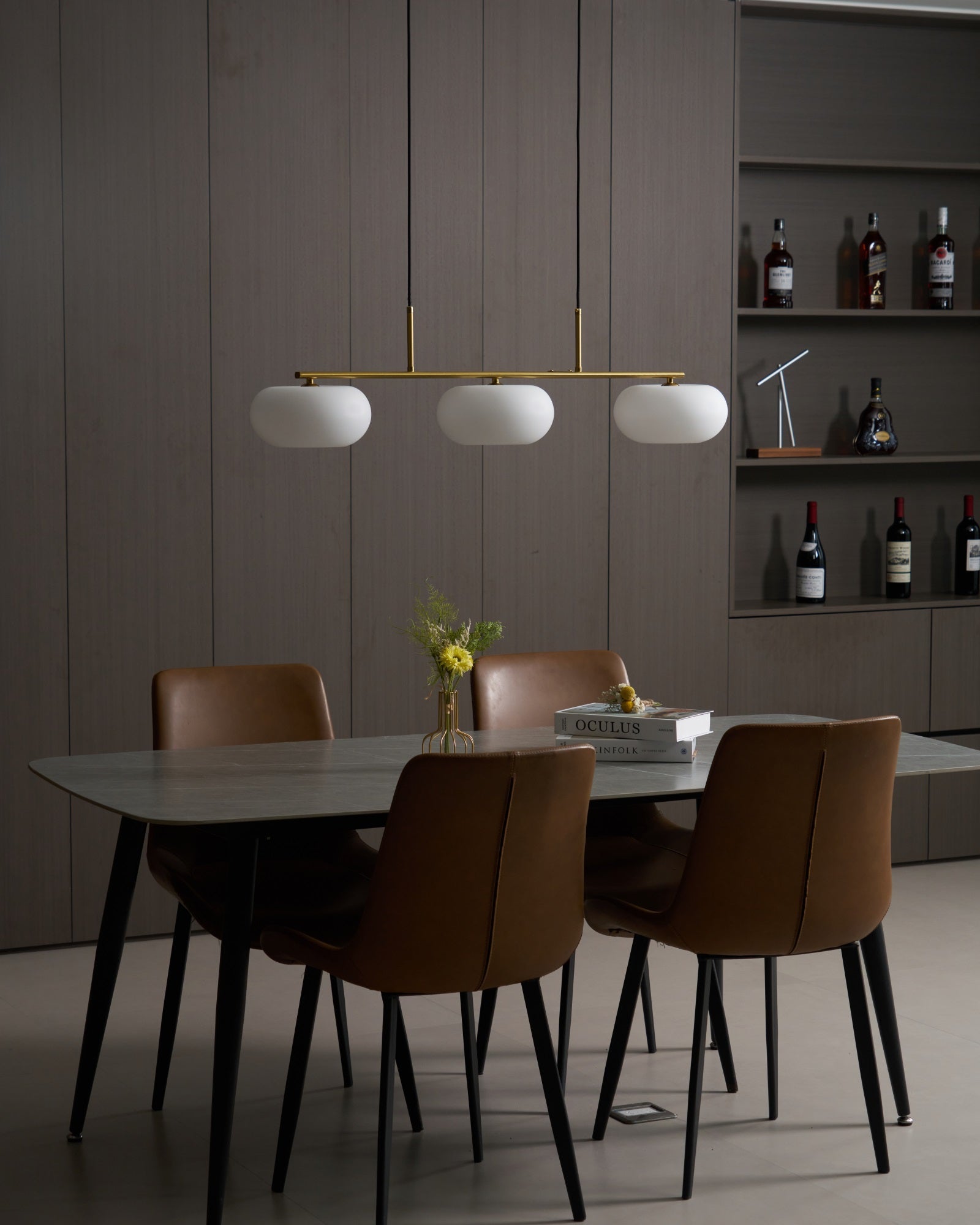 Lustra Pendant Lamp 3-Light Globe Shaped Linear - Neutral Decor