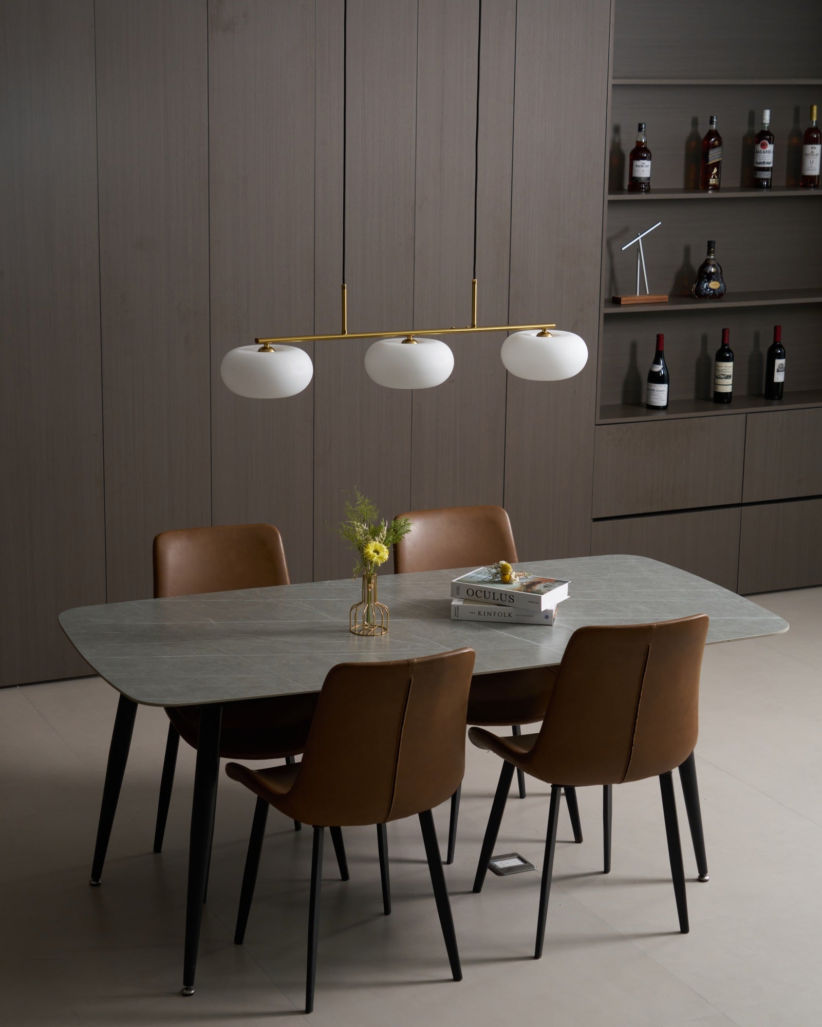 Lustra Pendant Lamp 3-Light Globe Shaped Linear - Neutral Decor