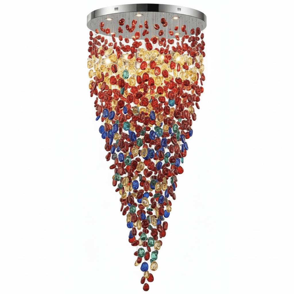 Polychrome Mineral Quartz Cascade Chandelier