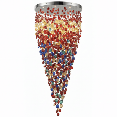 Polychrome Mineral Quartz Cascade Chandelier