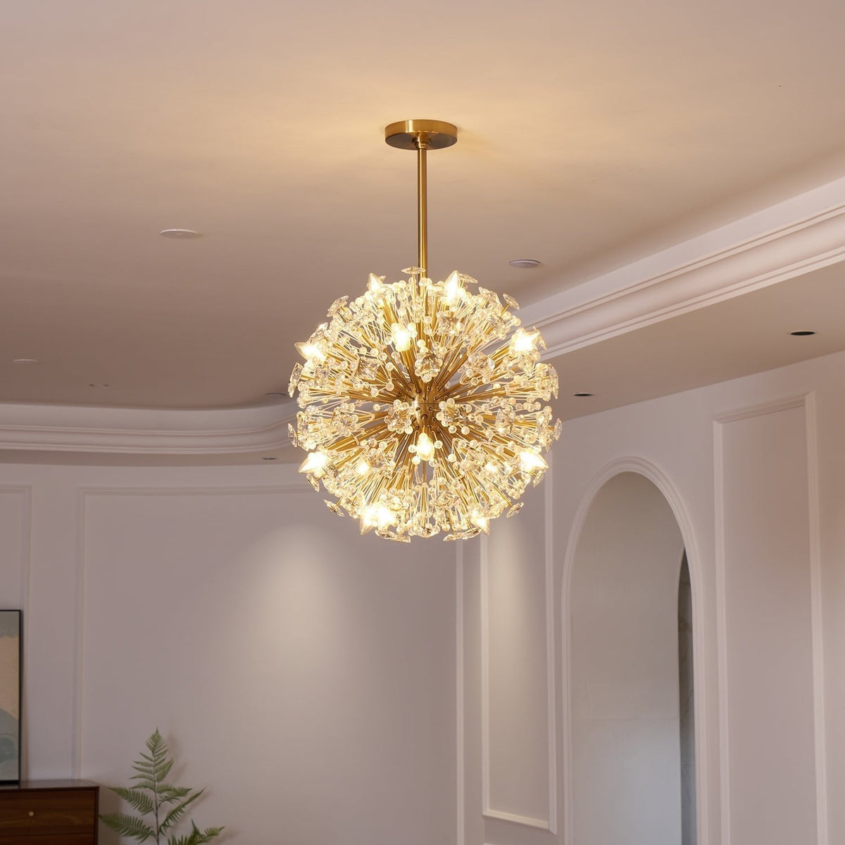 Zene Chandelier Dickinson Gold Crystal Starburst
