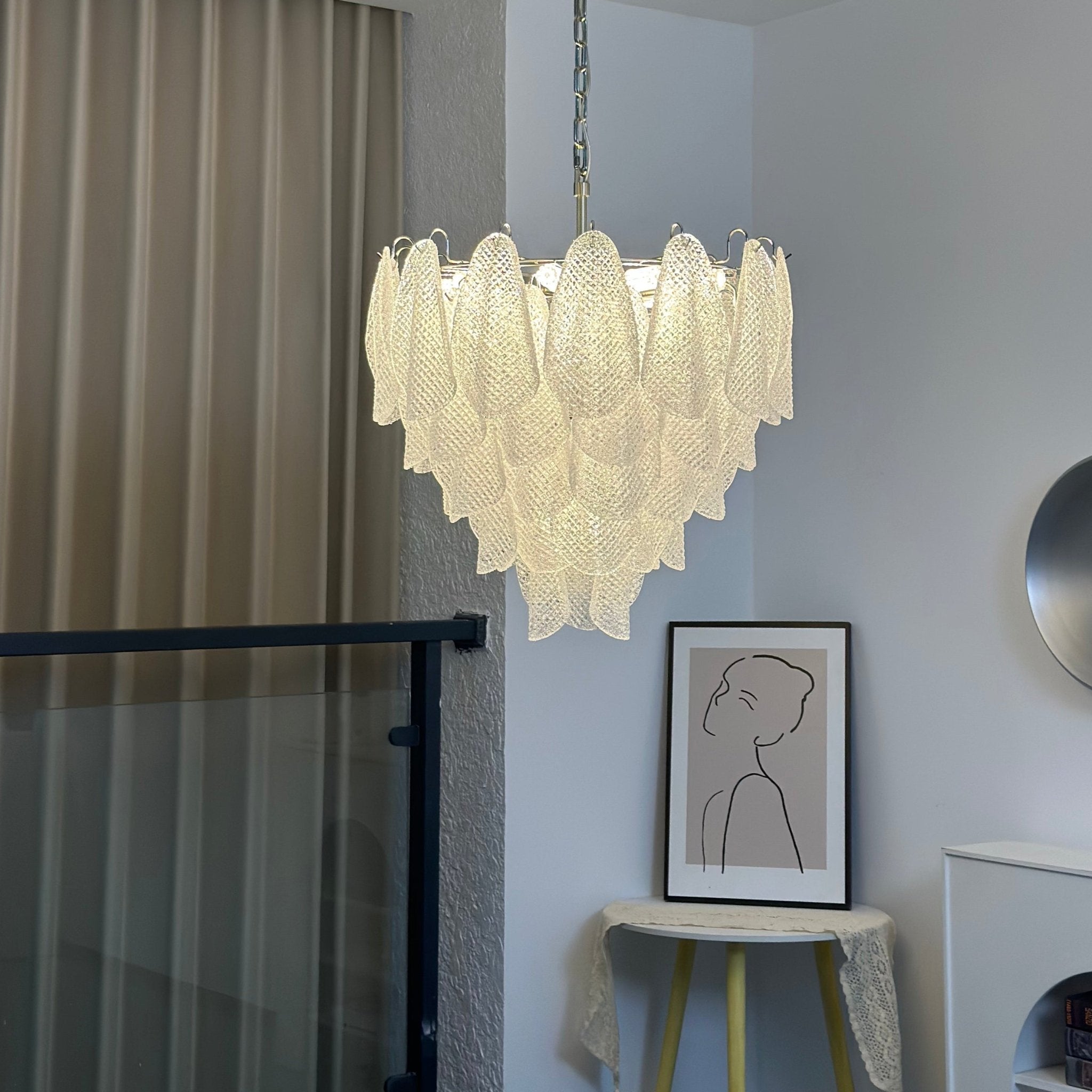 Prelit Glass Teardrop Chandelier