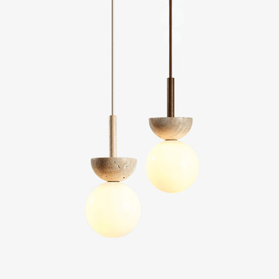 Calixen Travertine Half Duo Pendant Light
