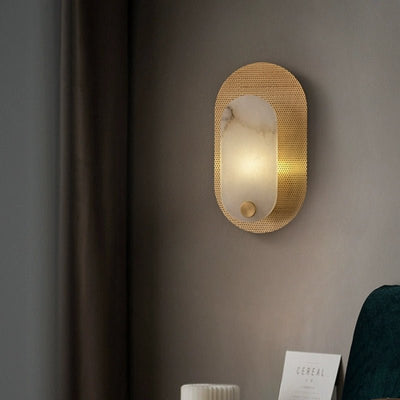 Perforated Oval Alabaster Wall Sconce