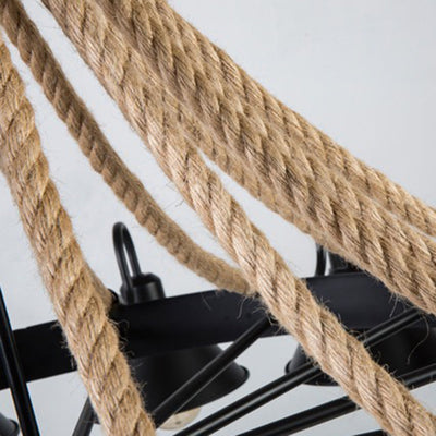 Epoch Vintage Industrial Rope Chandelier Living Room - Neutral Decor