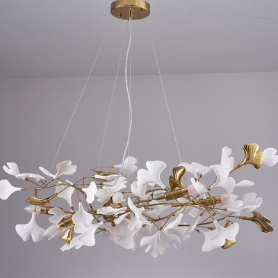 Olivia Gildglow Luxury Ceramic Chandelier Large Foyer Gingko Leaf Living Room - Neutral Decor