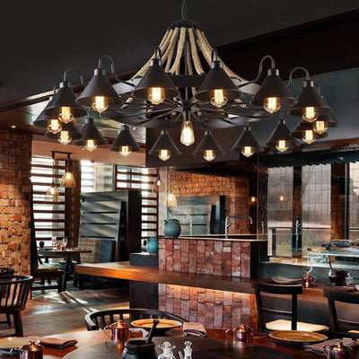 Epoch Vintage Industrial Rope Chandelier Living Room - Neutral Decor
