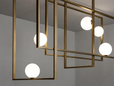 Veliiel Chandelier Mondrian Glass Brass Geometric Modern