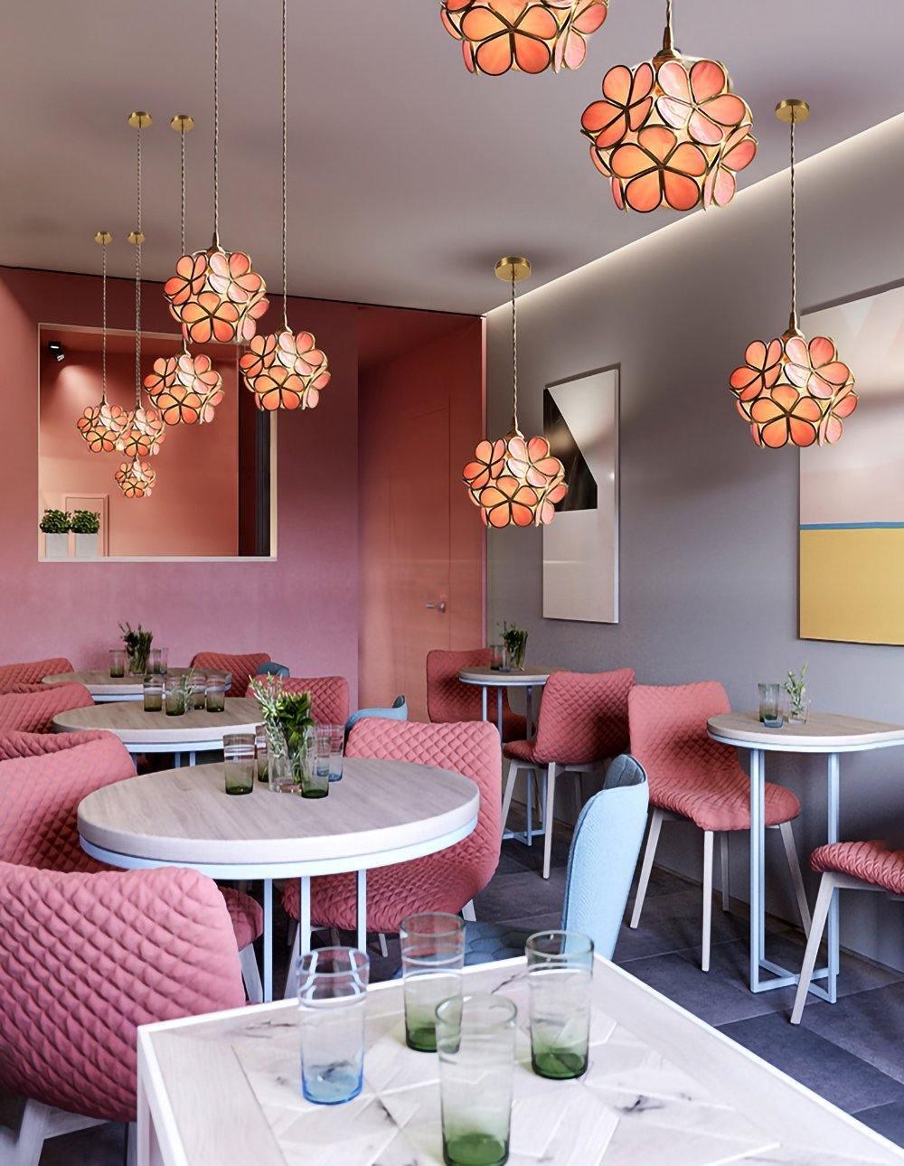Velelise Pendant Lamp Glass Petal Shaped Kitchen