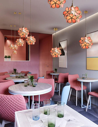 Velelise Pendant Lamp Glass Petal Shaped Kitchen
