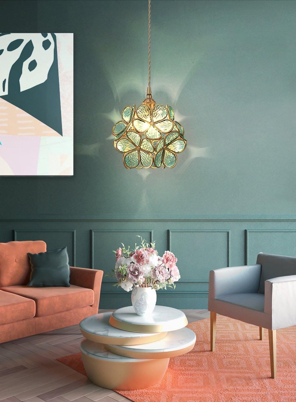 Velelise Pendant Lamp Glass Petal Shaped Kitchen