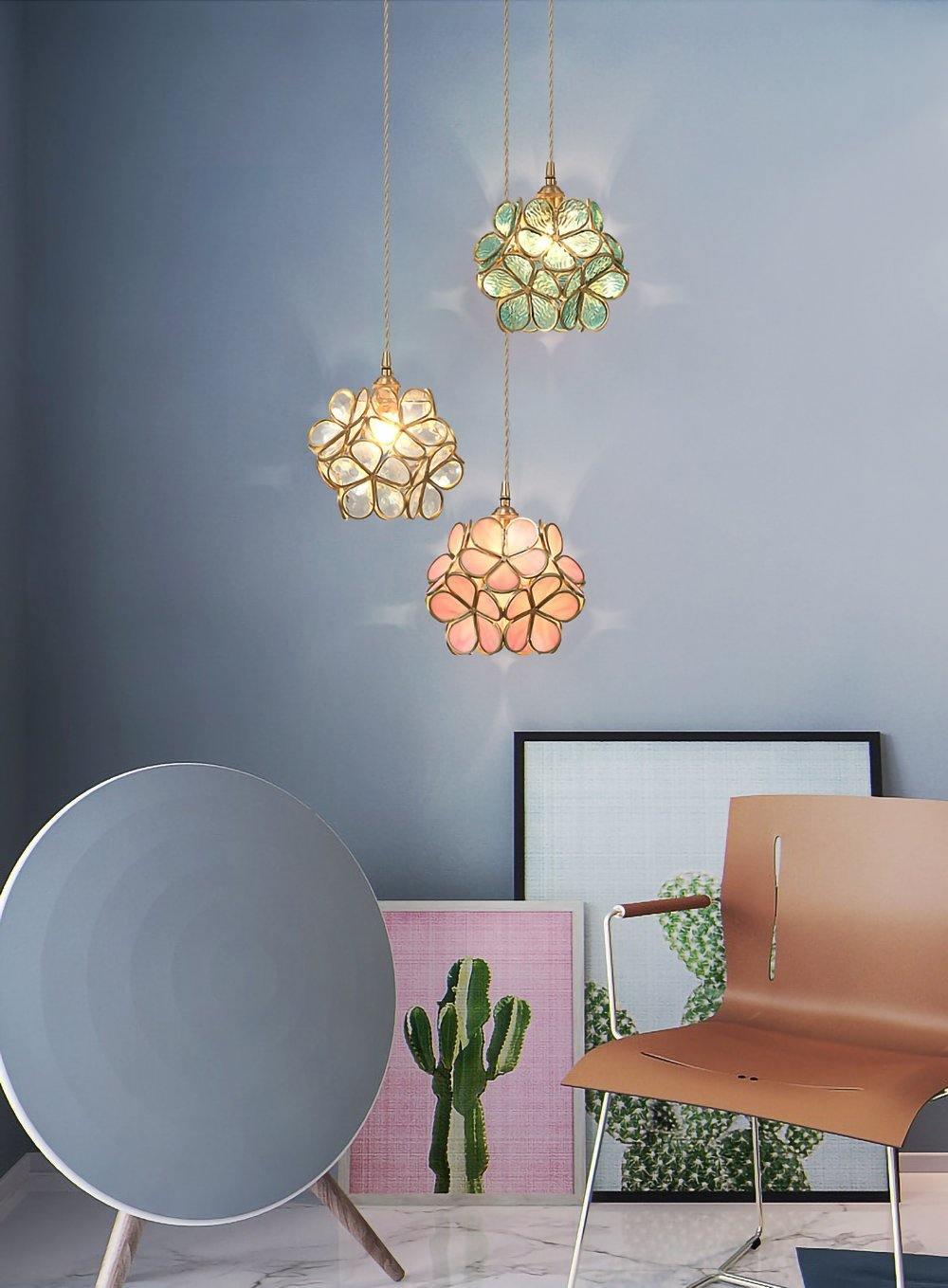 Velelise Pendant Lamp Glass Petal Shaped Kitchen